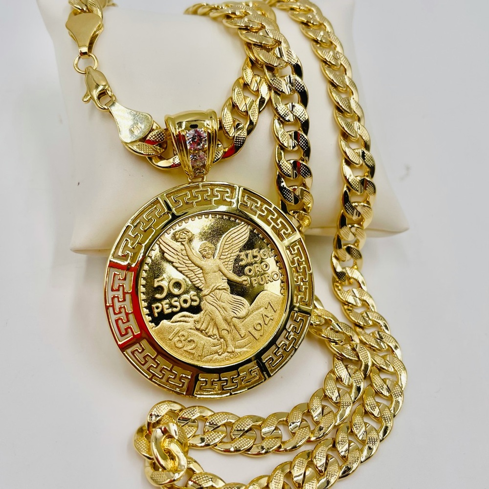 Centenary and Chain cuban link, gold plated - Picture 1 of 4